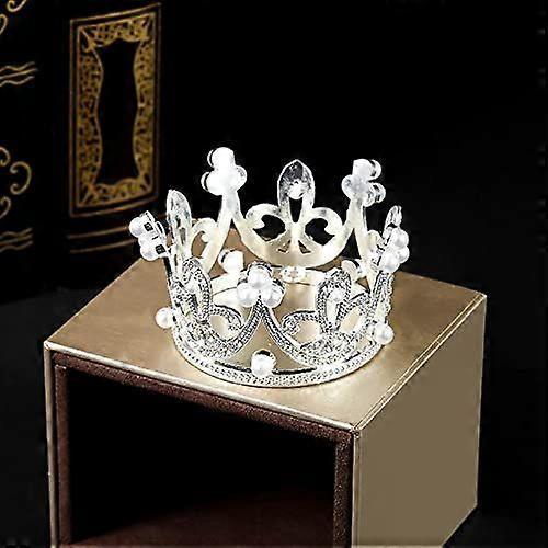 Pearl Crystal Princess Crown - Mini Rhinestone Bridal Wedding Newborn Baby Crown - Silver