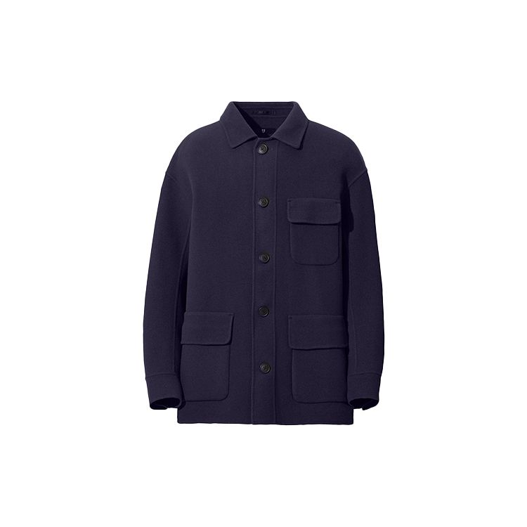 Uniqlo Рабочая куртка из шерсти Мужские куртки Темно-синий 436105-68