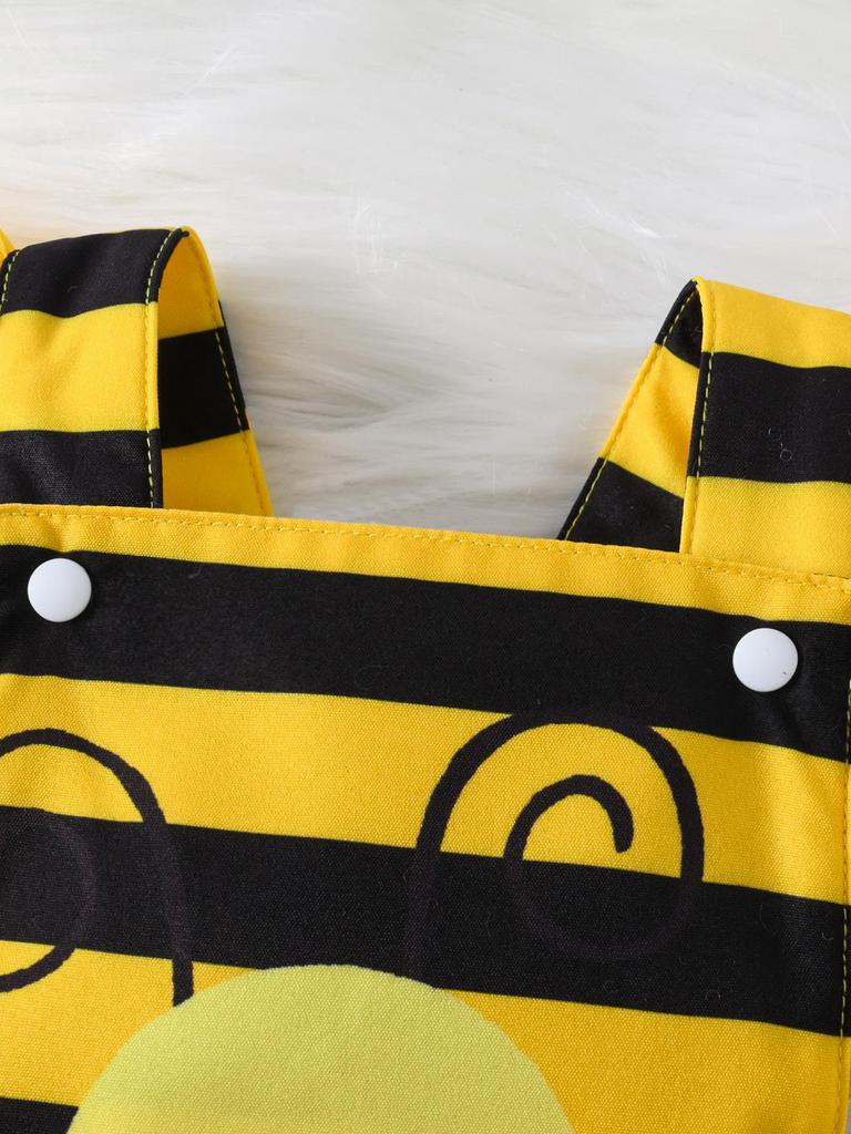 Летний комбинезон с пчелиной тематикой, юбочкой «Ку-ку» и платком для новорожденных и малышей