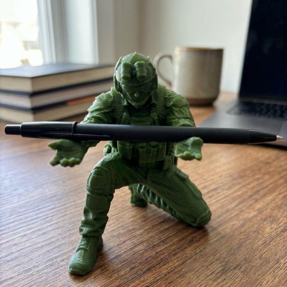 Unique Soldier Pen Holder Plastic Special Forces Figure Warrior Ornament Stationery 3D Printed Pen Stand Fits Pen Pencil Marker