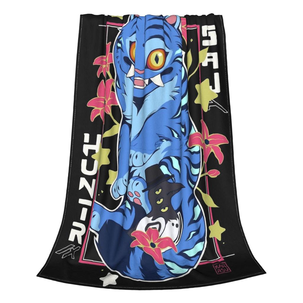 KPop Demon Hunters Huntrix Blue Tiger Derpy Blanket Super Soft Cozy Throw Blankets for Sofa 50x60 Inch Multi-size Bedspreads