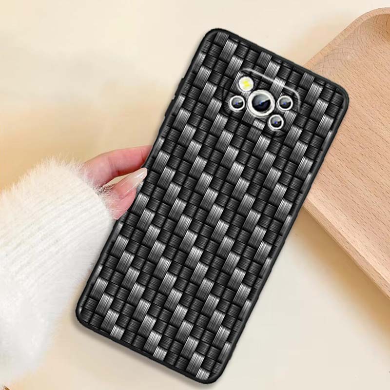 Черный рельефный плетеный чехол для телефона для Xiaomi Mi Poco F3 F4 F5 F6 X3 X4 X5 X6 X7 M3 M4 M5 M6 M7 GT Pro 5G Черный