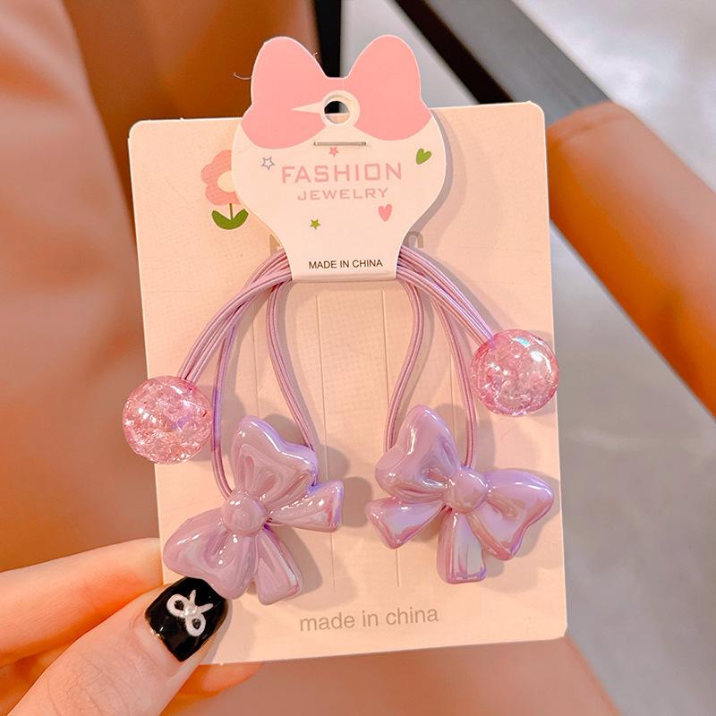 2PCS New Cute Colorful Bow Tie Princess Headwear Kids Elastic Hair Bands Children Hair Ropes Girls Hair Accessories