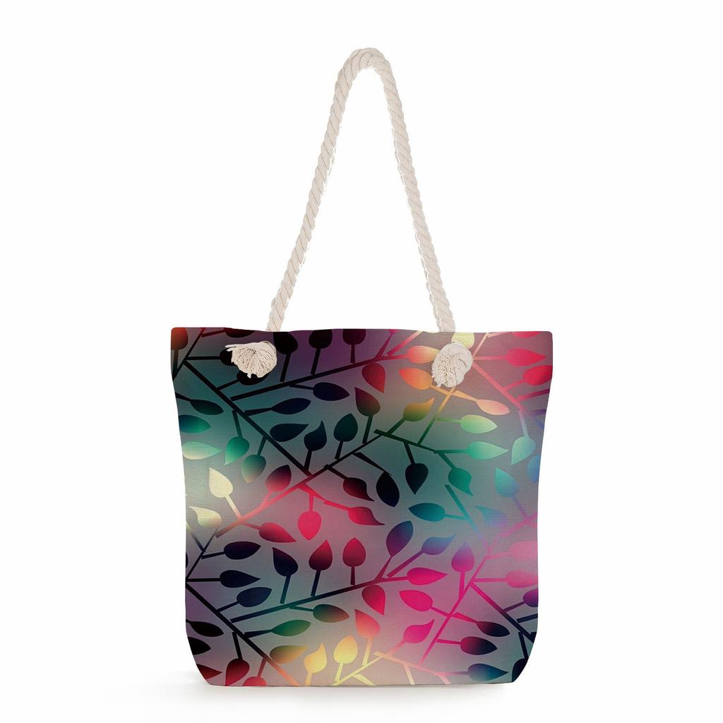 Cat print thick rope single-shoulder beach bag 7215 KTB