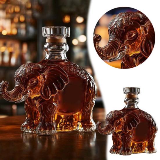 Elephant Little Dog Whiskey Bottle Animal Shape Design Transparent Glass Wine Bottle Beauty Enhancing Glass Decanter