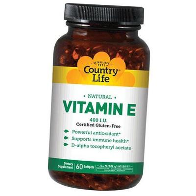 Натуральный Витамин Е, Natural Vitamin E 400, 60гелкапс (36124001)