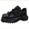 Original Niche Cowhide Square Head Men's Platform New Dad Shoes Sports Single Shoes Heightening Straps Casual Shoes Punk