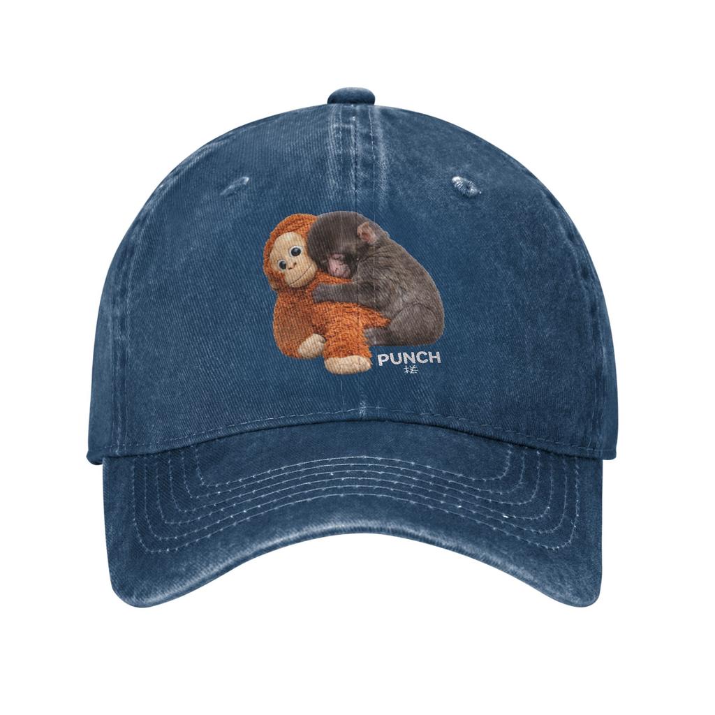 Vintage Punch the Monkey Cute Baseball Cap Unisex Distressed Denim Snapback Cap Outdoor Workouts Unstructured Soft Hats Cap