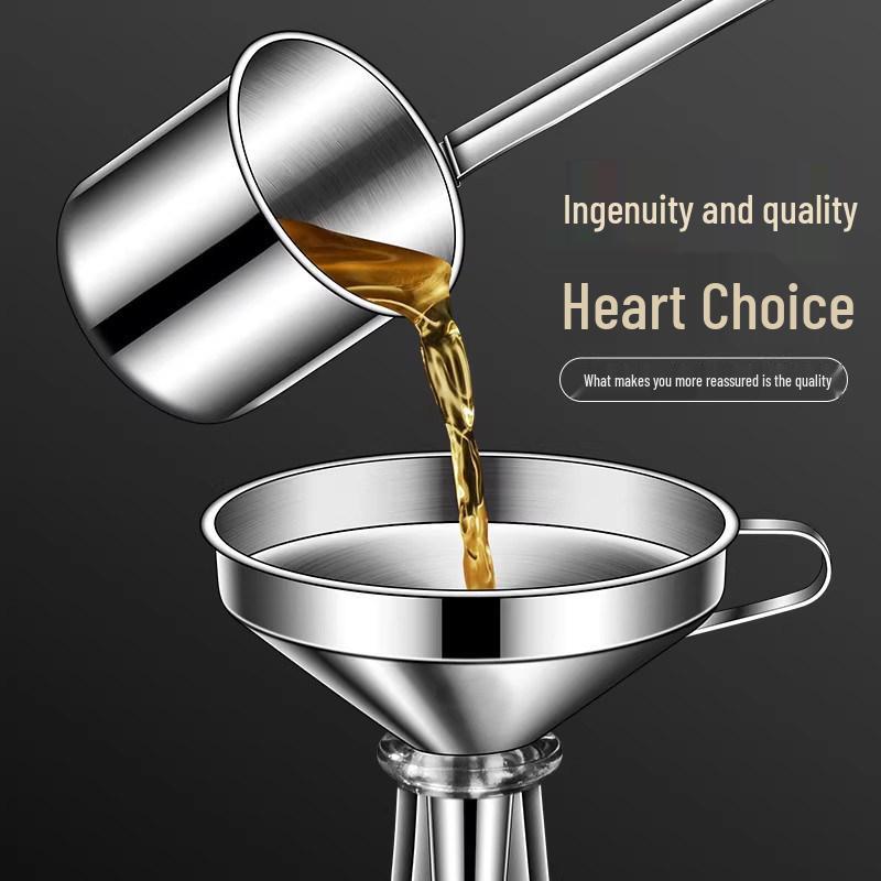 Stainless Steel Food-Grade Funnel with Filter Mesh, Small Caliber for Kitchen Use, Ideal for Pouring Oil and Wine Making