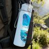 1PC Feather Scenery Painting 750ml Color Plastic Sports Water Bottle Leakproof Flip Straw Lid Suitable for Sports Office Home Use