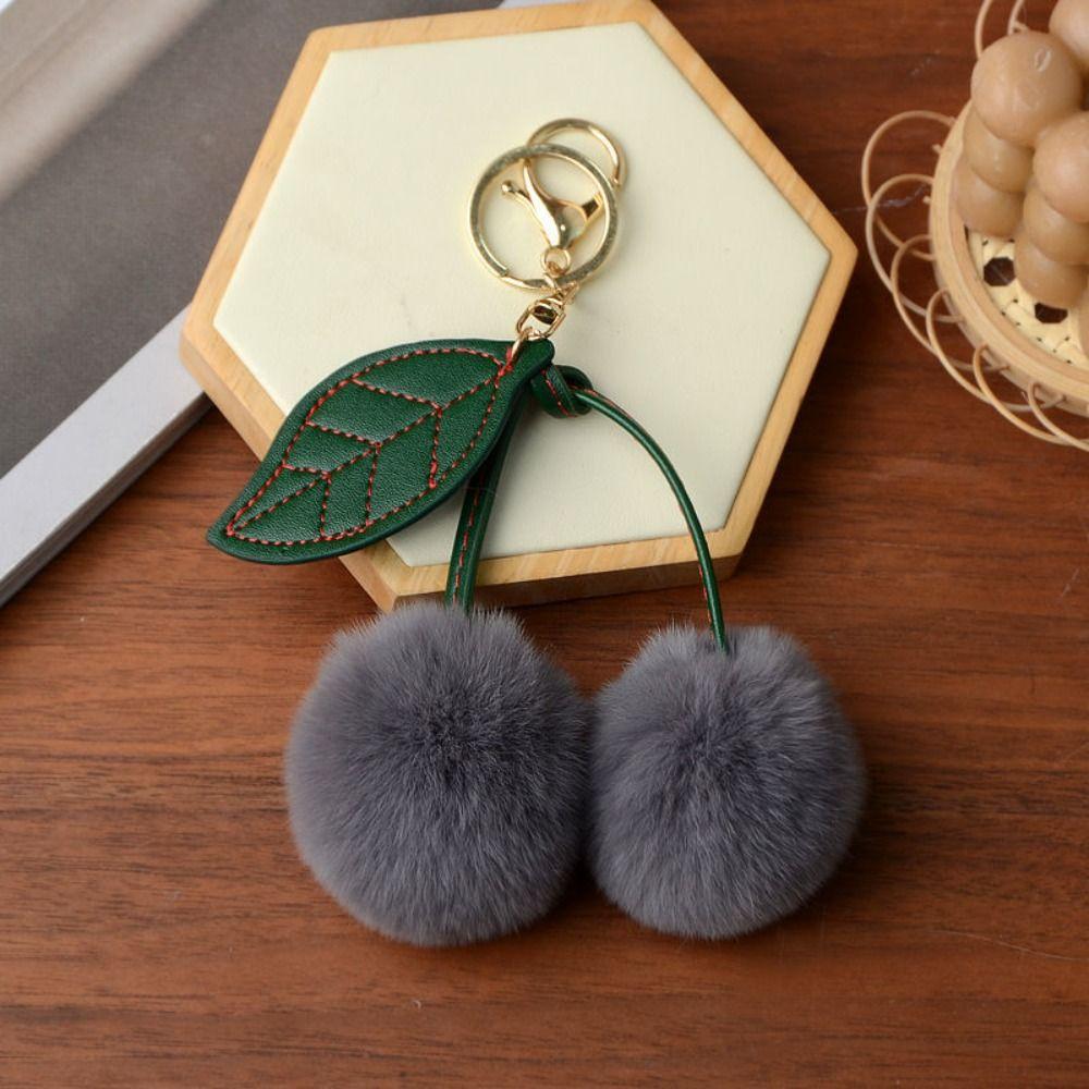 Брелок для ключей с подвеской в виде помпона, разноцветный меховой шарик, брелок для рюкзака, брелок в виде вишни для женщин, подарок