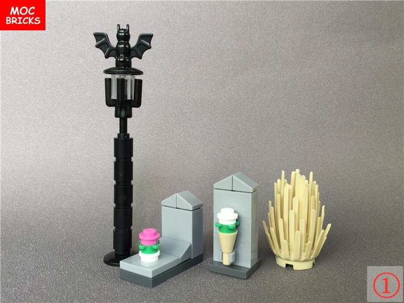 MOC Кубики Хэллоуинская тыква скорпион Зомби Лицо Головной убор Скелет Призрак Кровь Могила DIY Строительные блоки Игрушка для мальчиков