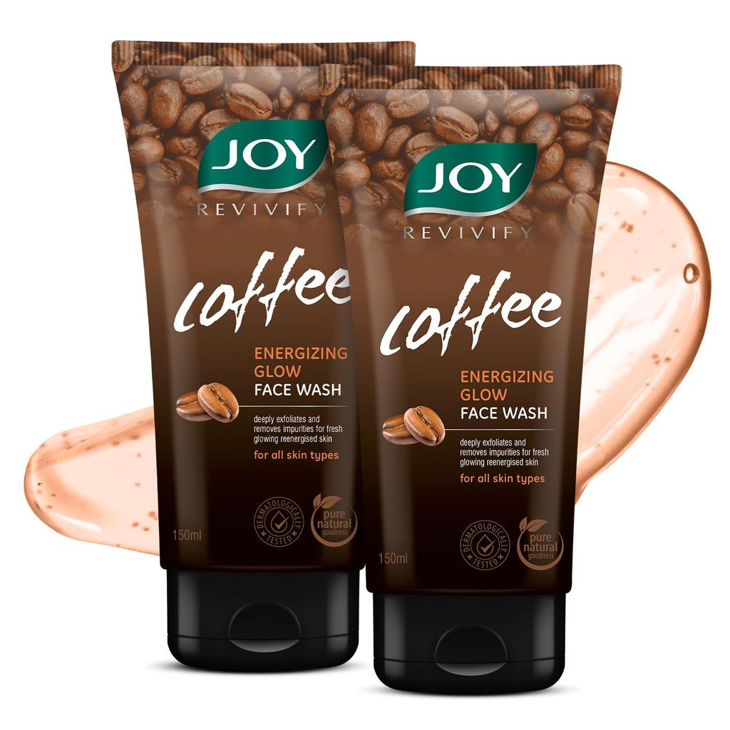 JOY Tan Removal Exfoliating Coffee Face Wash 2X150ml Combo Pack for Glowing, Energized Skin