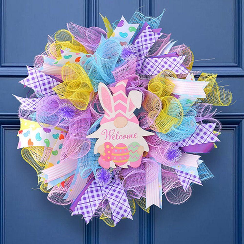 Hanging Easter Dwarf Rabbit Wreath Cartoon Door Hanging Garlands Home Party Decor