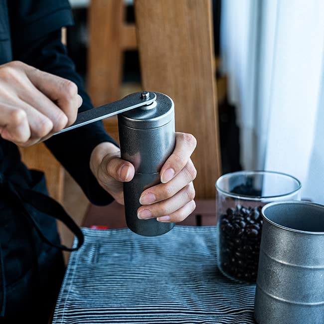 Vintage Inox Coffee Mill, Made In Japan, Authentic VINTAGEINOX, Hand Grinding, Ceramic Blade, Stainless Steel, Aged Finish, Shatterproof, Dishwasher