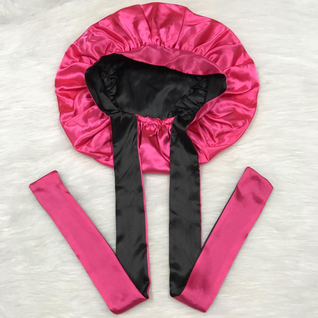 Price High Quality Double Layer Bonnet with Long Tie Hair Bonnet Satin Silk Bonnets