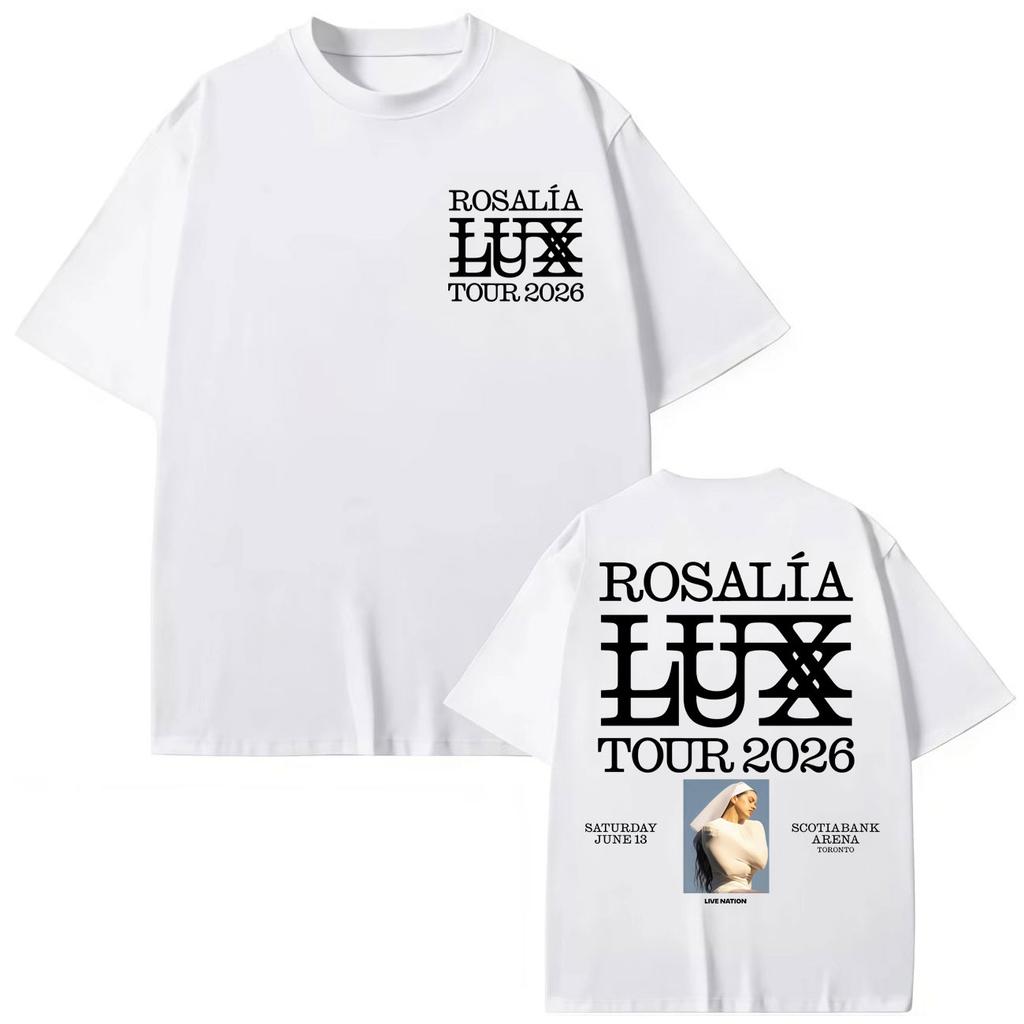 Певица Розалия Футболки с принтом LUX Tour Мужская Женская Одежда Высококачественные Модные Футболки Летняя Свободная Футболка с Коротким Рукавом