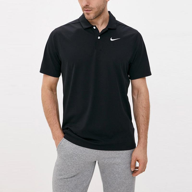 Nike Мужские рубашки-поло Черный воротник-поло Умеренный прямой крой CU9792-010