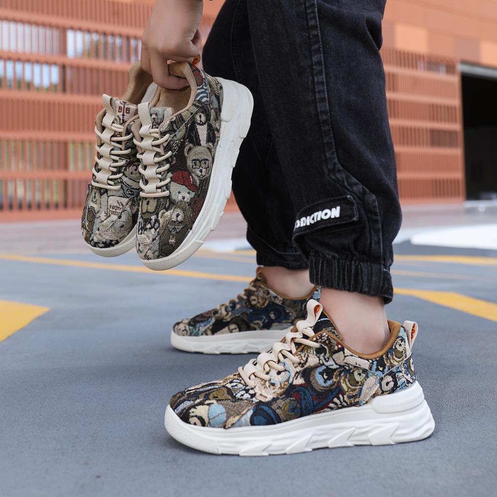 Platform dad shoes 22 new spring and autumn fly-woven flower cloth breathable casual painted sports shoes
