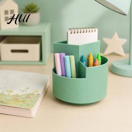 Multi-compartment Pen Holder 360 Degree Rotating Holder, Large Capacity Office Desk Organizer Desktop for School Home Storage Makeup Brush