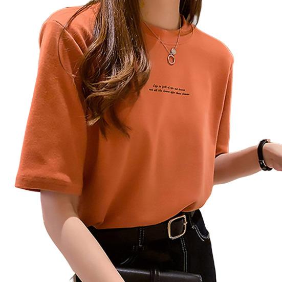 Женская футболка с однотонным буквенным принтом, свободная шея, короткие рукава