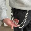 Ingemark Punk Double Layer Acrylic Beads Rhinestone Pants Chain Men HipHop Imitation Pearl Trouser Jeans Chain Keychain Jewelry