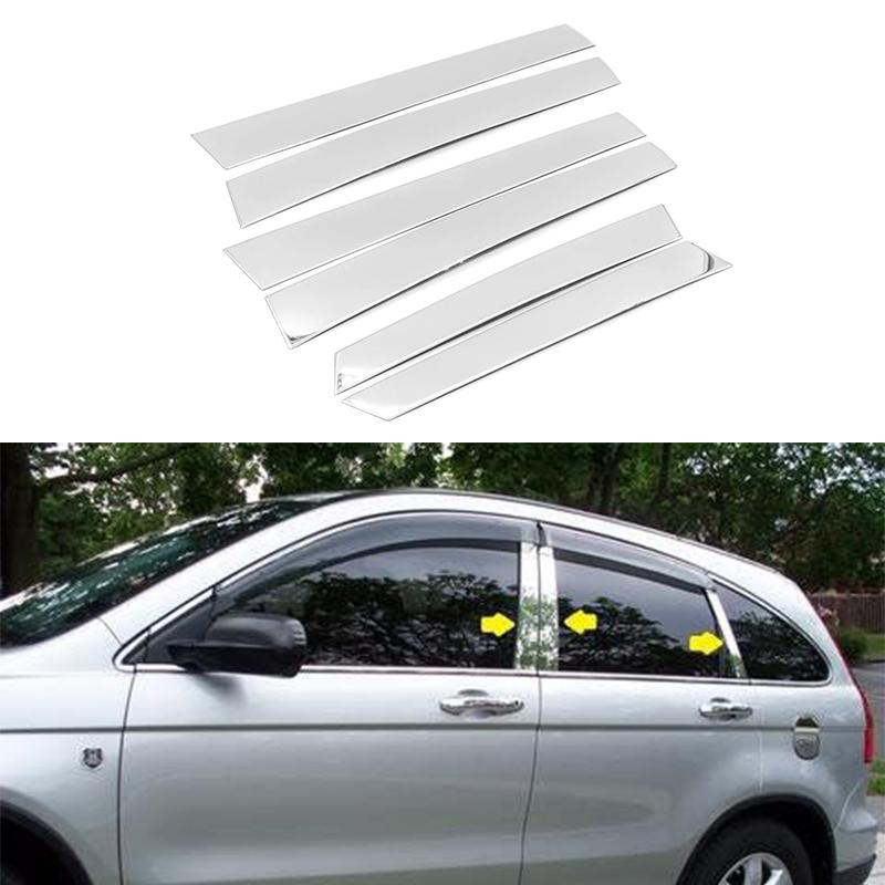 For Honda CR-V CRV 2007-2011 Silvery Chrome Plated Pillar Posts Car Window Trim Cover BC Column Stickers