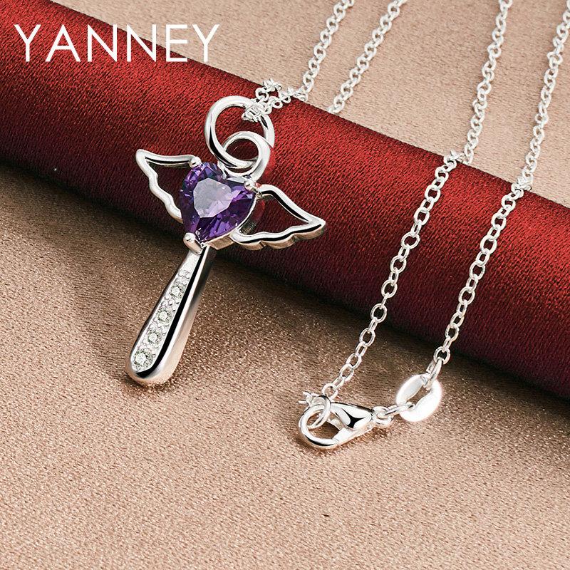 Elegant 925 Sterling Silver 16-30 Delicate Heart Shaped Round Zircon Necklace Women Gift Party Wedding Jewelry Accessories