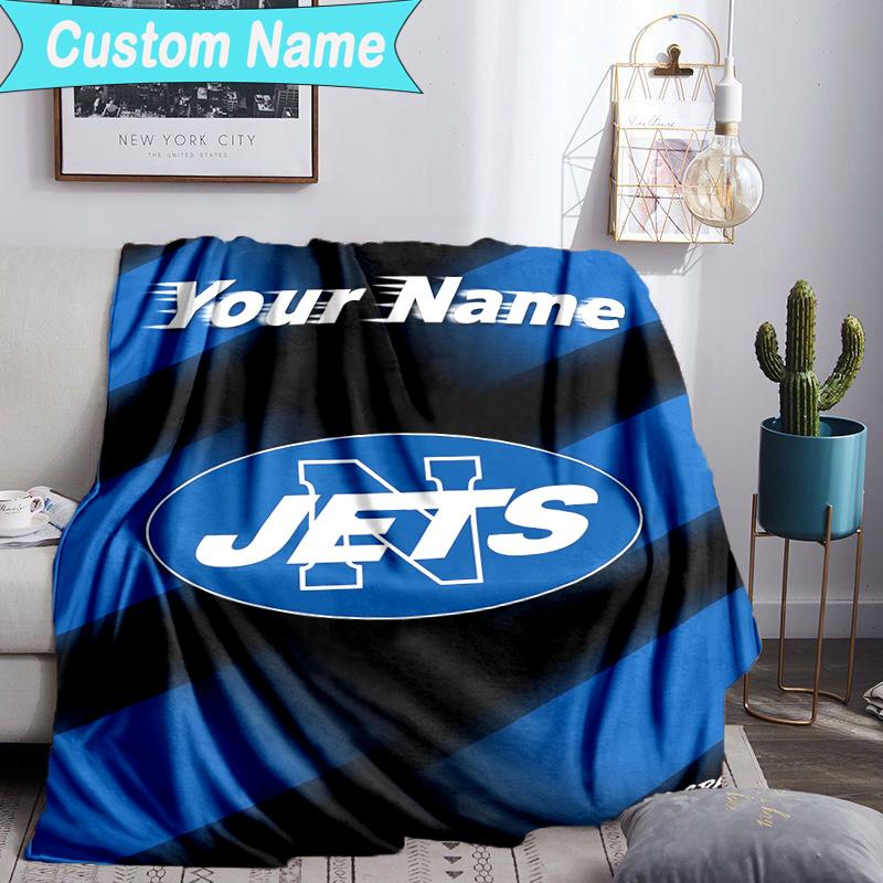 Custom Name Blanket Jets Football Blanket Bedding Blanket for Travel, Camping, Living Rooms, Offices, Sofas, Fan Christmas gift