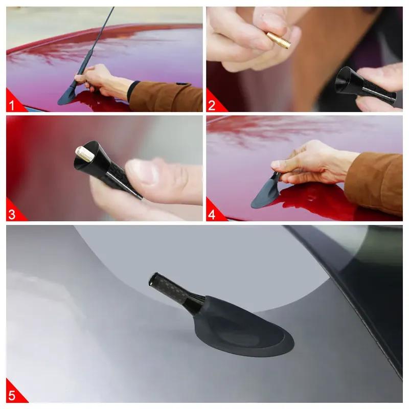 3.5cm Car Antenna Mini Carbon Fiber Radio Aerial Auto Accessories For Peugeot 206 208 Citroen C4 C2 Mini Cooper Acura Ford BMW