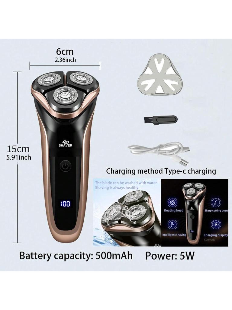 Men's Electric Shaver With LED Power Display/Washable Head/USB Fast Charging Floating Head Home Portable Travel Shaver.Battery c