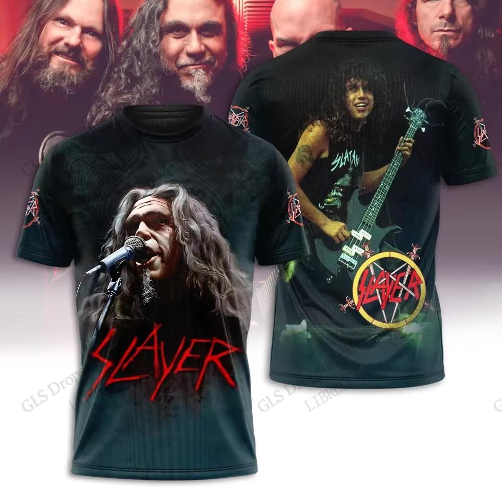 Футболка с 3D-принтом Rock Band Slayer Мужская Женская Модная Дышащая Футболка с коротким рукавом Детская Футболка Хип-Хоп Рубашка Для одежды