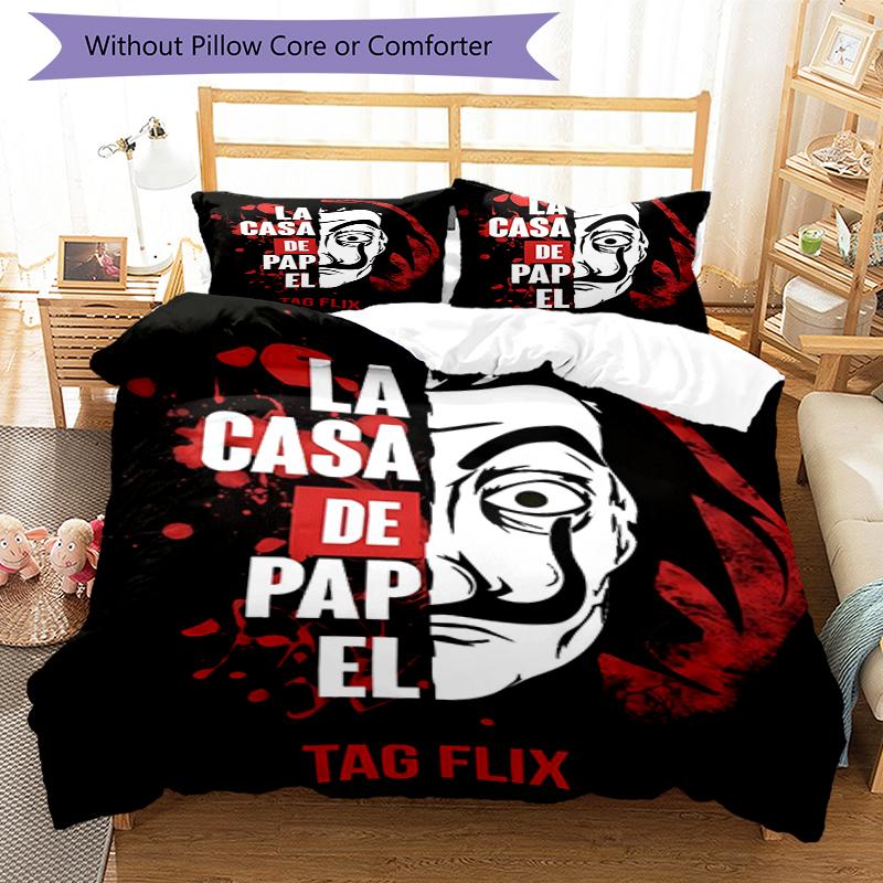 3pcs La Casa De Papel Bedding Set Duvet Cover Closure Includes 1 Duvet Cover & 2 Pillowcases, Soft and Comfortable for All Seasons.