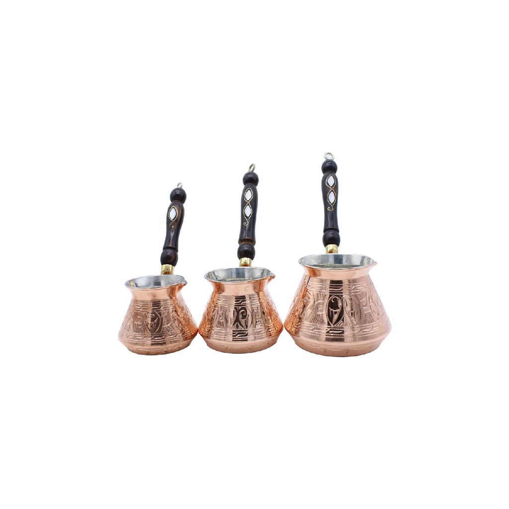 Газиантеп Набор медных кофейников с ручной вышивкой, 3 предмета