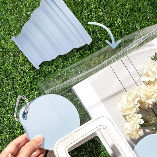 Складной силиконовый стакан для воды с ручкой-карабином 180 мл, портативный дорожный стакан для мытья, контейнер для воды с широким горлышком для кофе, напитков, соков