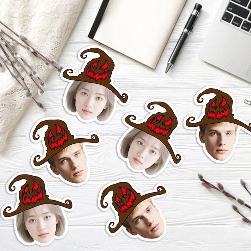 20pcs Personalized Pumpkin With Face Label Customized Halloween Sticker Custom Funny Hat Paper Stickers Hallow Party Supply