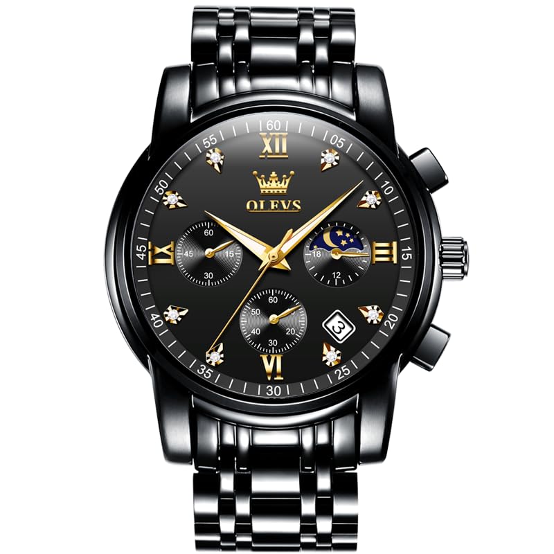 Watch Stylish Chronograph Arm Watch Business Quartz Stainless Steel Band Sapphire Glass Waterproof Luminous Blue Watch for Men Men Watch Best Gift