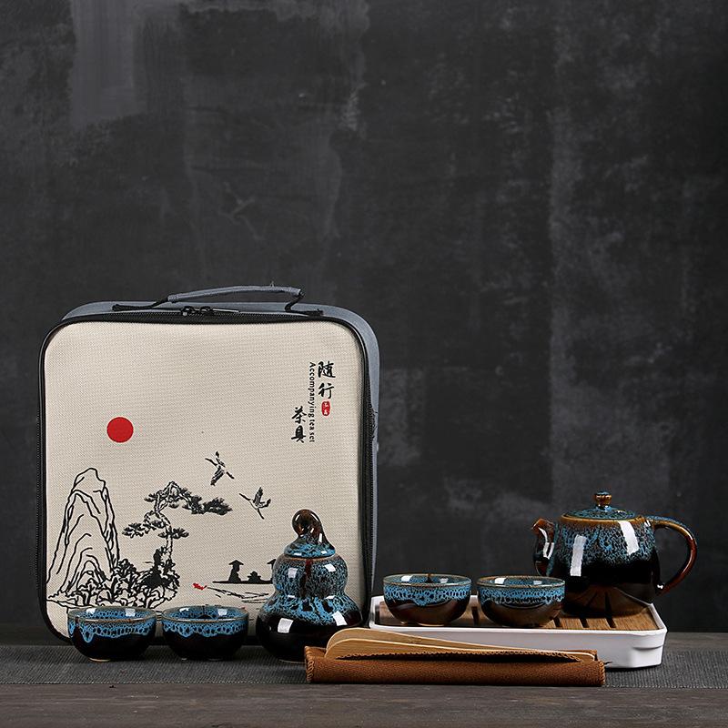 Ceramic Goods Kiln Change Portable Travel Tea Set Business Company Gift