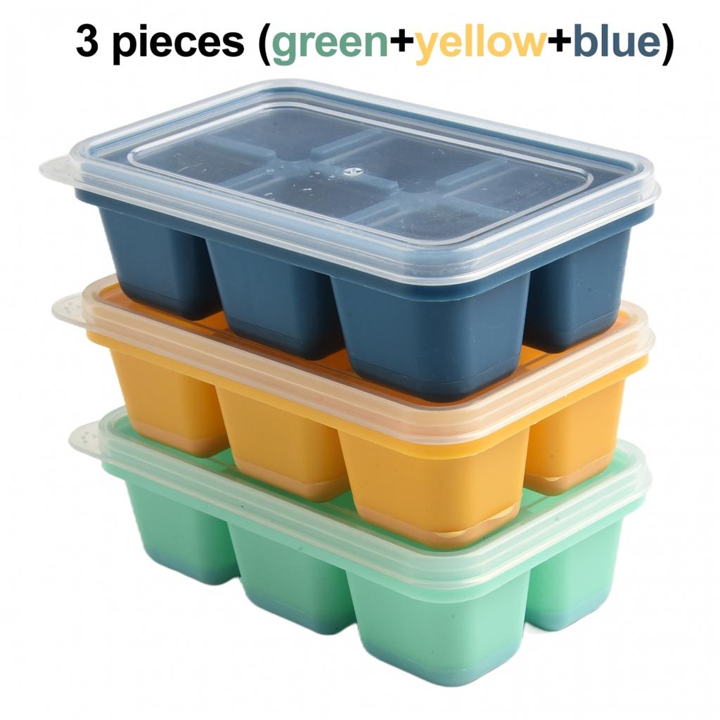 Набор из 3 силиконовых форм для льда большого размера с крышкой, легкое извлечение