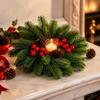 Pine Needle Christmas Wreath Candlestick Pinecone Red Berry Candle Wreaths  Photography Props
