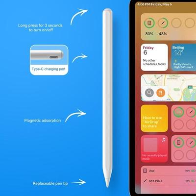 Стилус для Apple Pencil с магнитной зарядкой, отторжением ладони, сенсорный стилус для iPad 2022 2021 2020 2019 2018, емкостный стилус