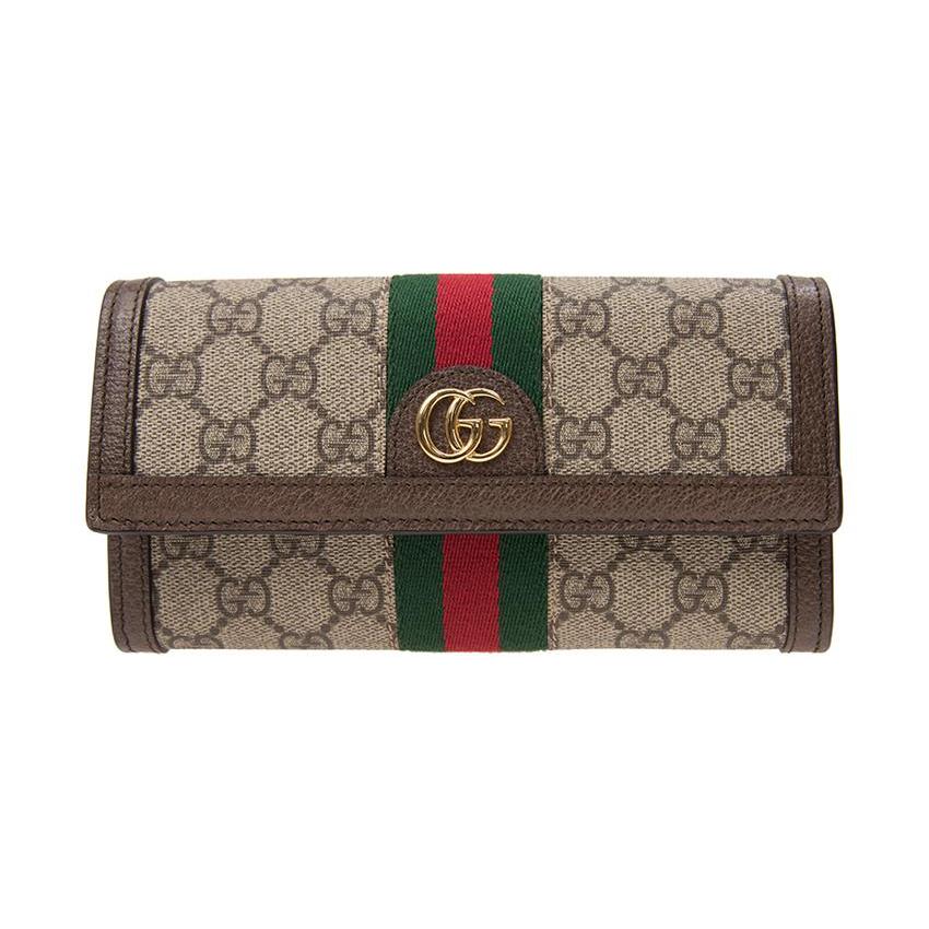 GUCCI Ophidia Canvas Leather Wallet Women's Light Brown (Unisex) Wallets 523153 96IWG 8745