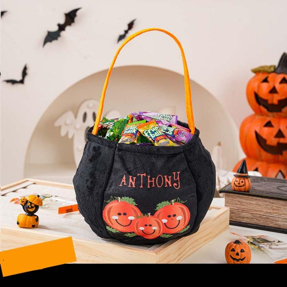 Cloth Pumpkin Candy Bucket Trick or Treat Stuffed Cotton Tote Bags Kawaii Halloween Candy Bag  Kids