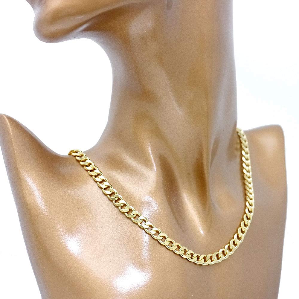 Серебряная цепочка-панцирь Silver One с покрытием из 24-каратного золота из серебра 925 пробы для мужчин, C5 [Золото, 6-гранная огранка, ширина 6 мм, толщина 1,5 мм, длина 50 см] Сделано в Италии