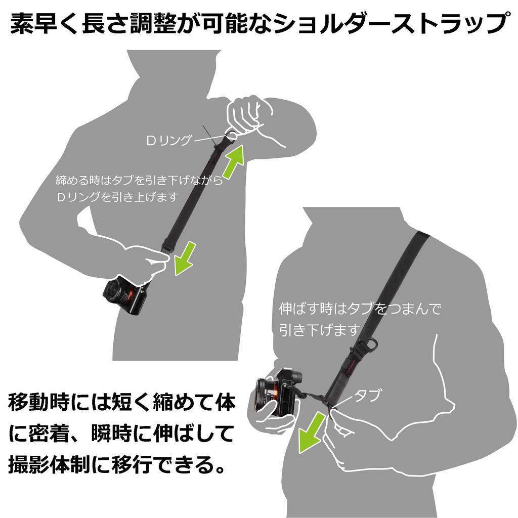 Hakuba Quick-Draw Speed Strap Luft Design 25 Black Adjustable Camera Strap for Mirrorless and Compact Digital Cameras