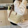 Premium Straw Woven Bag Women's Shoulder Handwoven Bag Large Capacity Seaside Vacation Beach Cabbage Basket Women's Bag