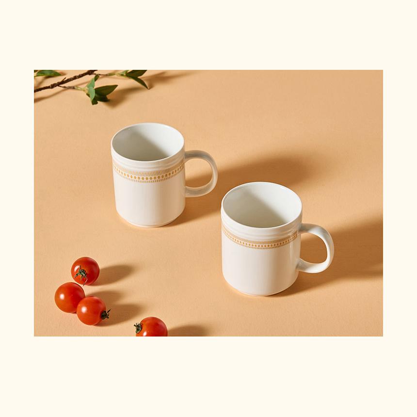 Керамическая кружка CORELLE Rosemont, 2 шт., столовая посуда, цвет слоновой кости и оранжевый