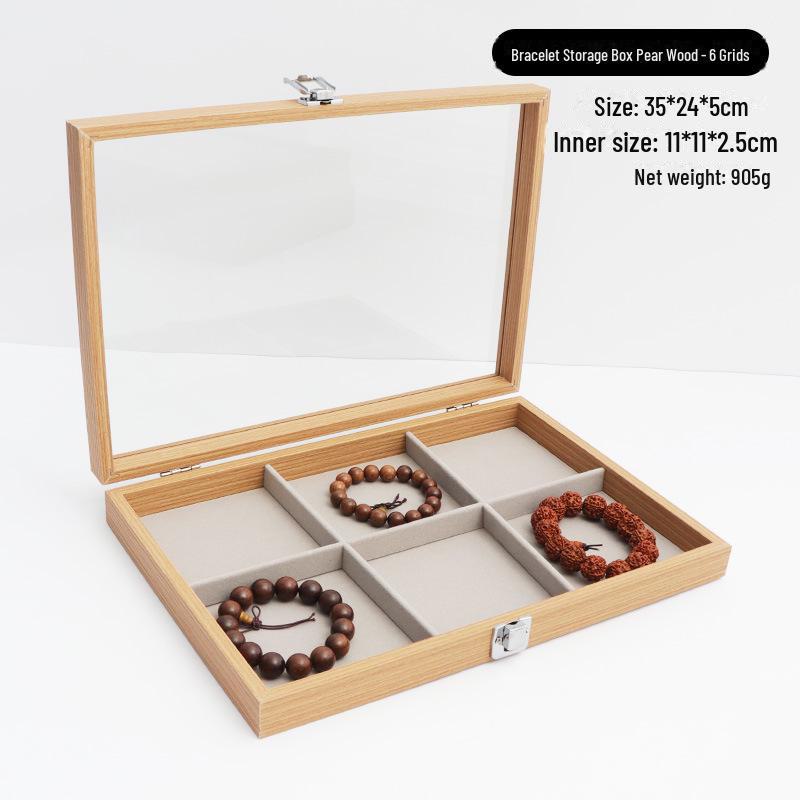 Шкатулка для украшений из розового дерева: Хранилище с чехлом для сережек, часов, браслетов и колец.