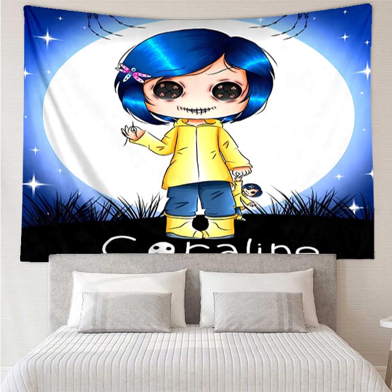 Coraline Tapestry for Bedroom Aesthetic Classroom Tapestries Wall Hanging for Living Room Dorm Office,Ideal Creative Gift