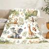 VIKAMA Watercolor Jungle Animal Baby Blanket Elephant Giraffe Monkey Print Soft Flannel Toddler Nap Blanket Nursery Decor Gift